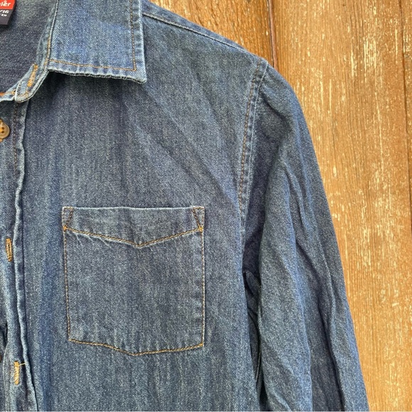 WRANGLER Boys Classic Blue Denim Shirt Long Sleeve Button Down Size 14 XL - Picture 5 of 10